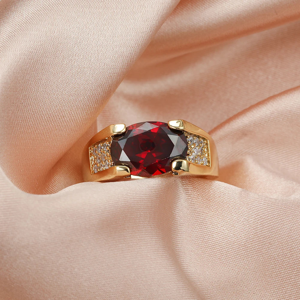 Oval Ruby Red Stone Ring
