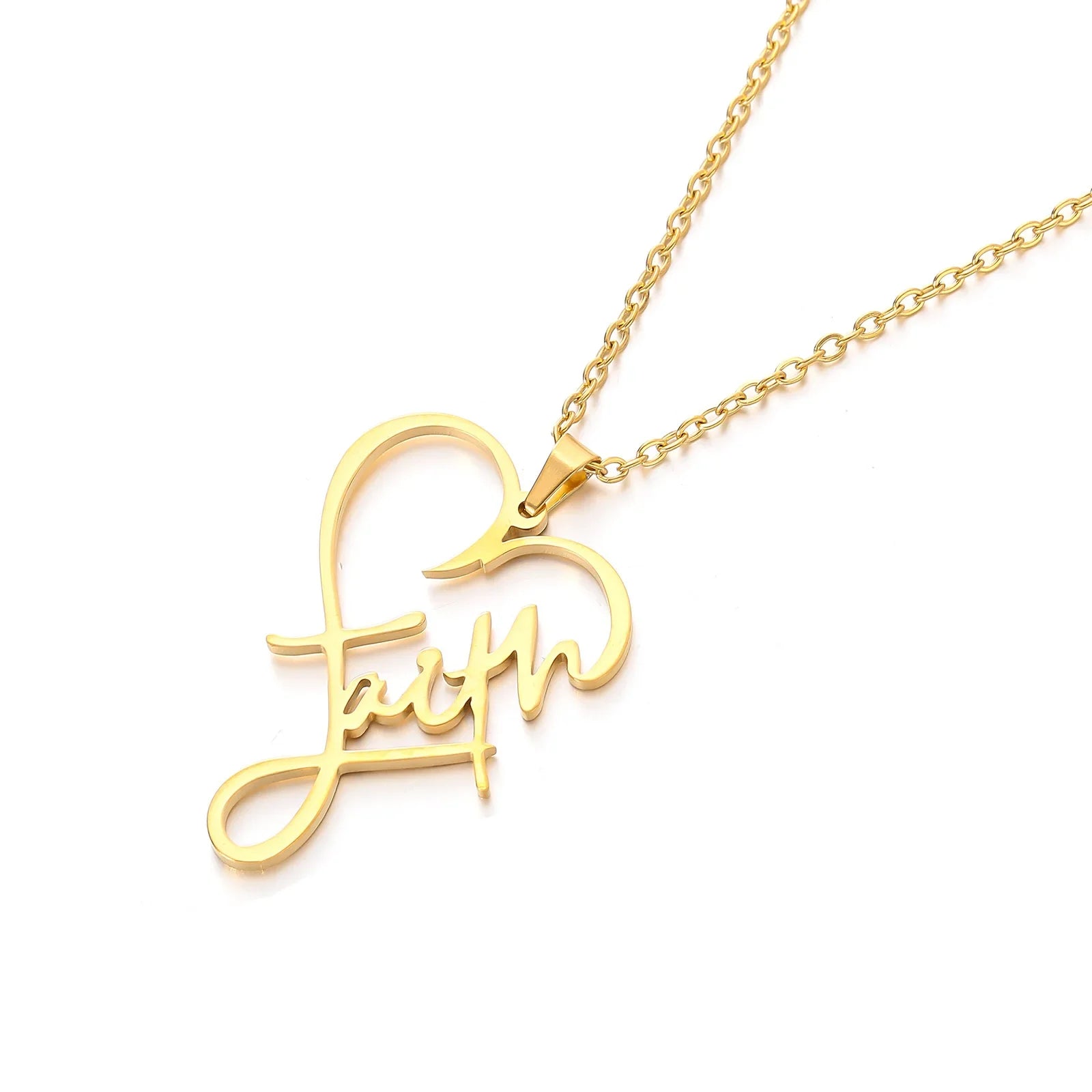 Religious Christian Faith Heart Necklace