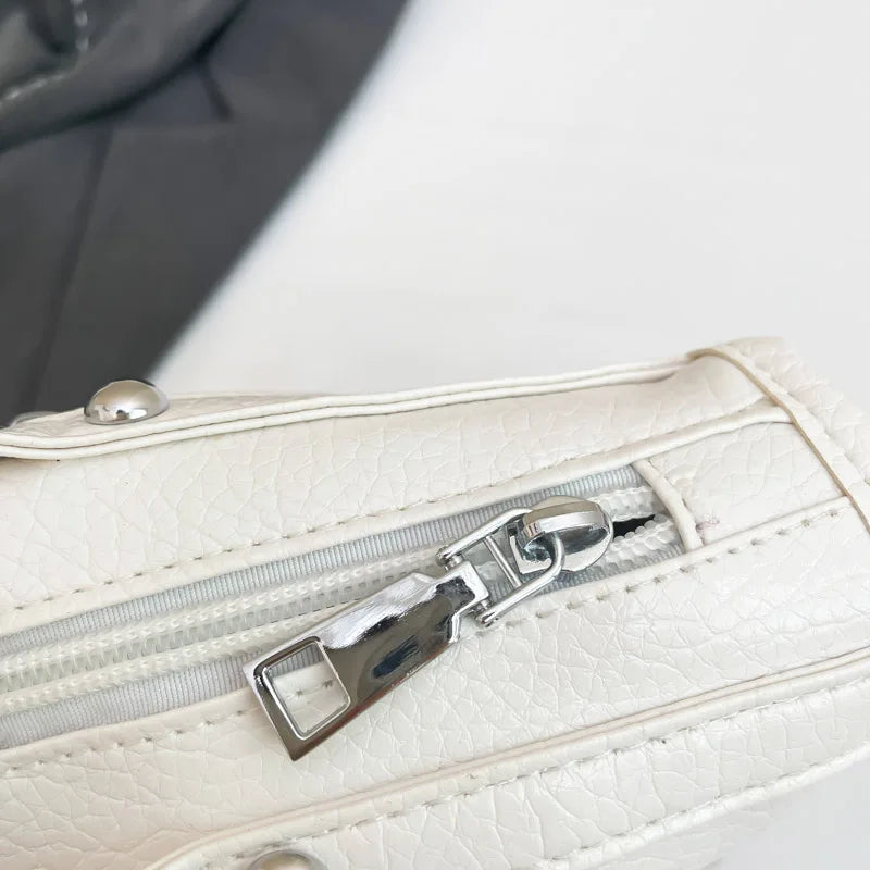Chic Colors Rivets  Designer Messenger Leather Bags -Large Capacity