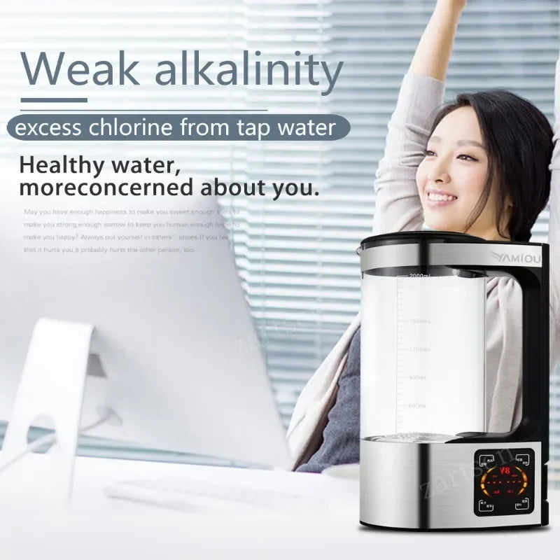 Large 2 Liter Hydrogen Rich Home Pitcher Alkaline Water Ionizer Generator Machine