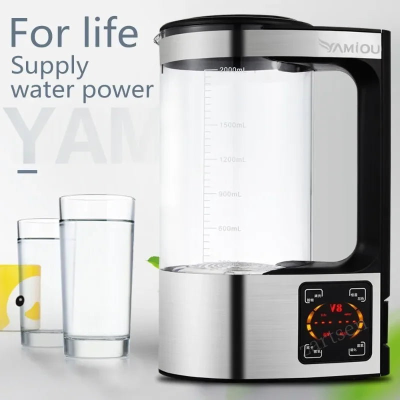Large 2 Liter Hydrogen Rich Home Pitcher Alkaline Water Ionizer Generator Machine