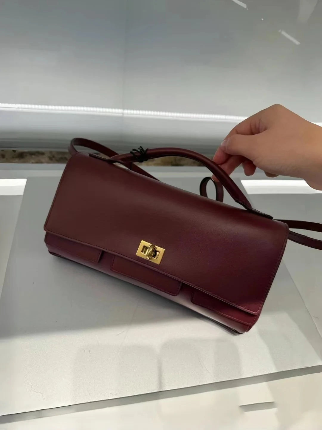 Chic Cowhide Shoulder Clutch Bag