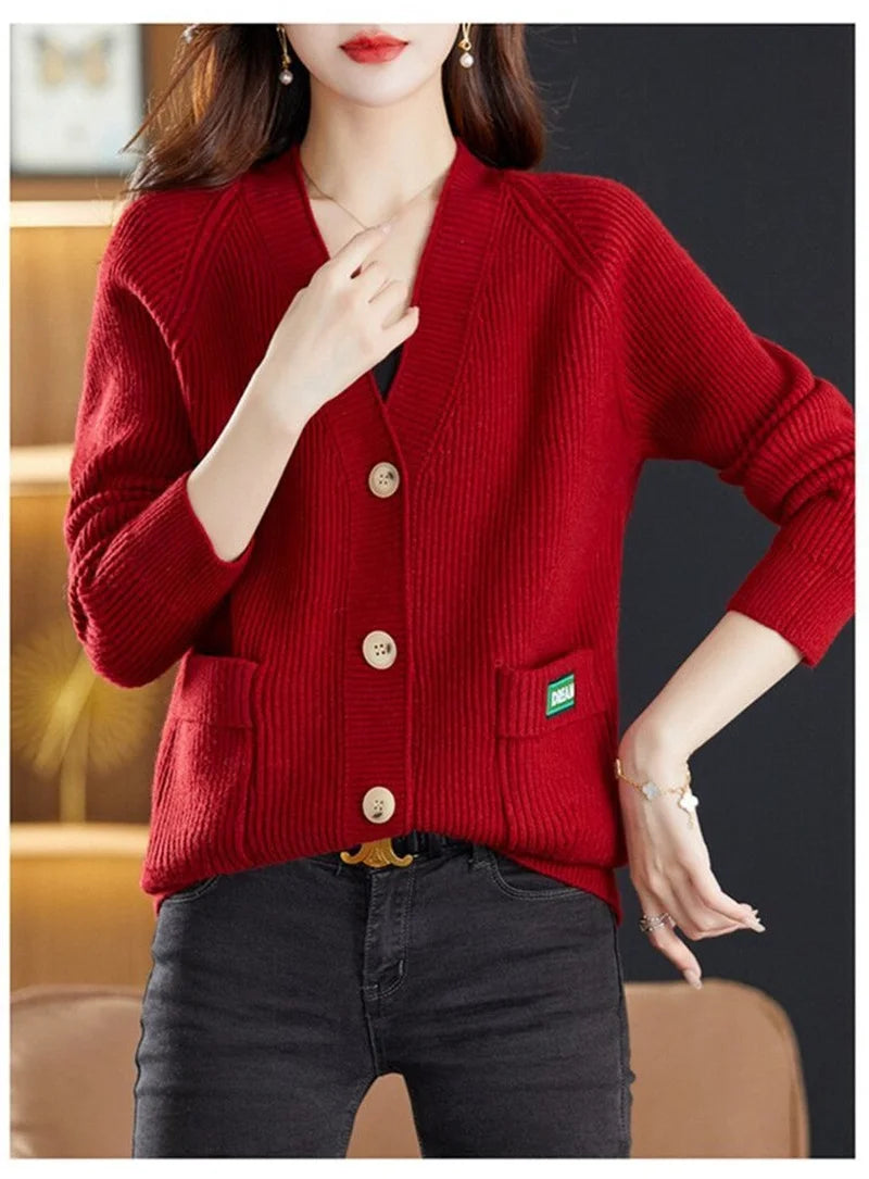 Elegant Sweater  V-neck  Cardigan Jacket