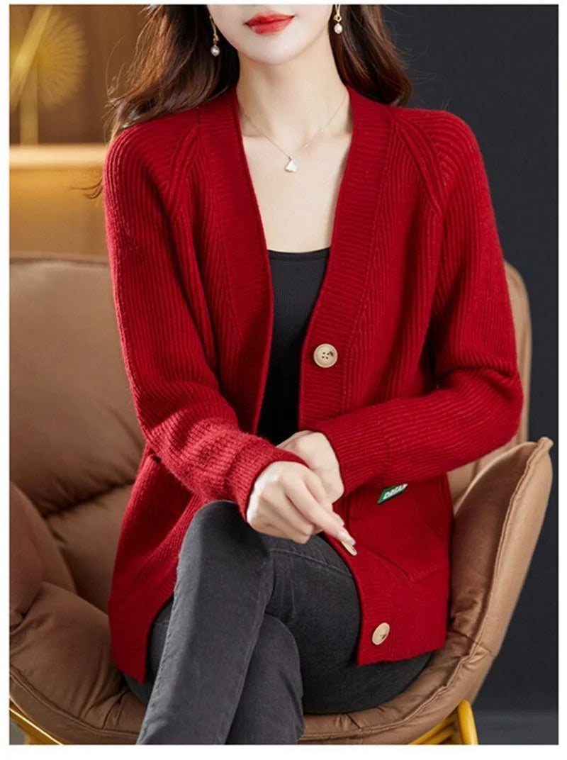 Elegant Sweater  V-neck  Cardigan Jacket