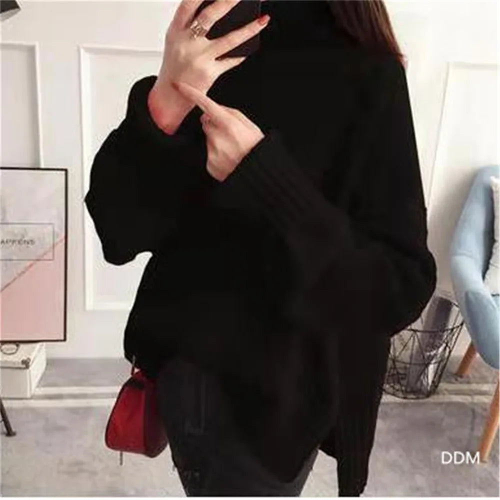 Fabulous Turtleneck  Knit Loose Sweater with Sleeves