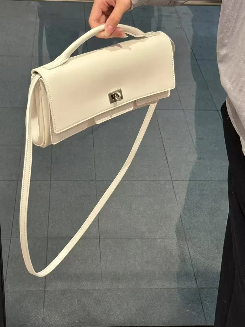 Chic Cowhide Shoulder Clutch Bag