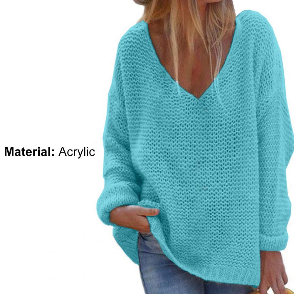Trendy  Loose Fit V-Neck Sweater Knitted Top