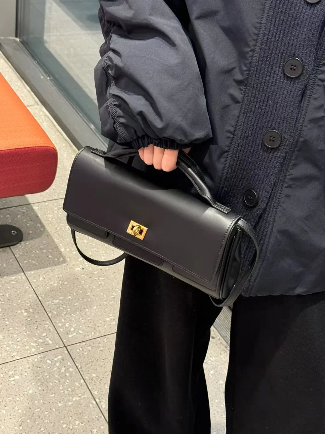 Chic Cowhide Shoulder Clutch Bag