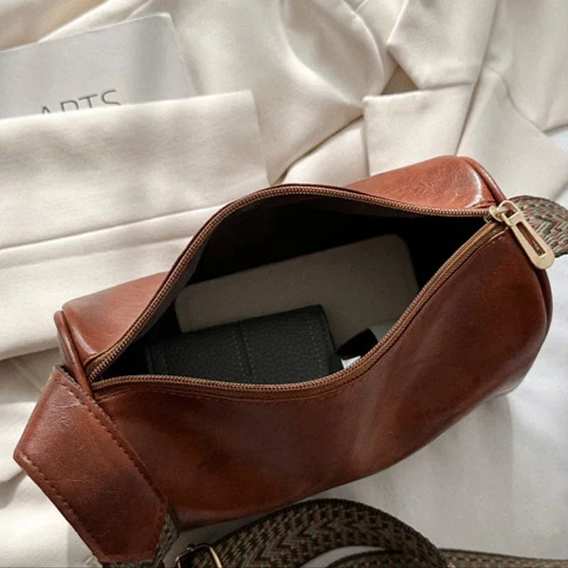 Retro Wide Strap Crossbody Bag