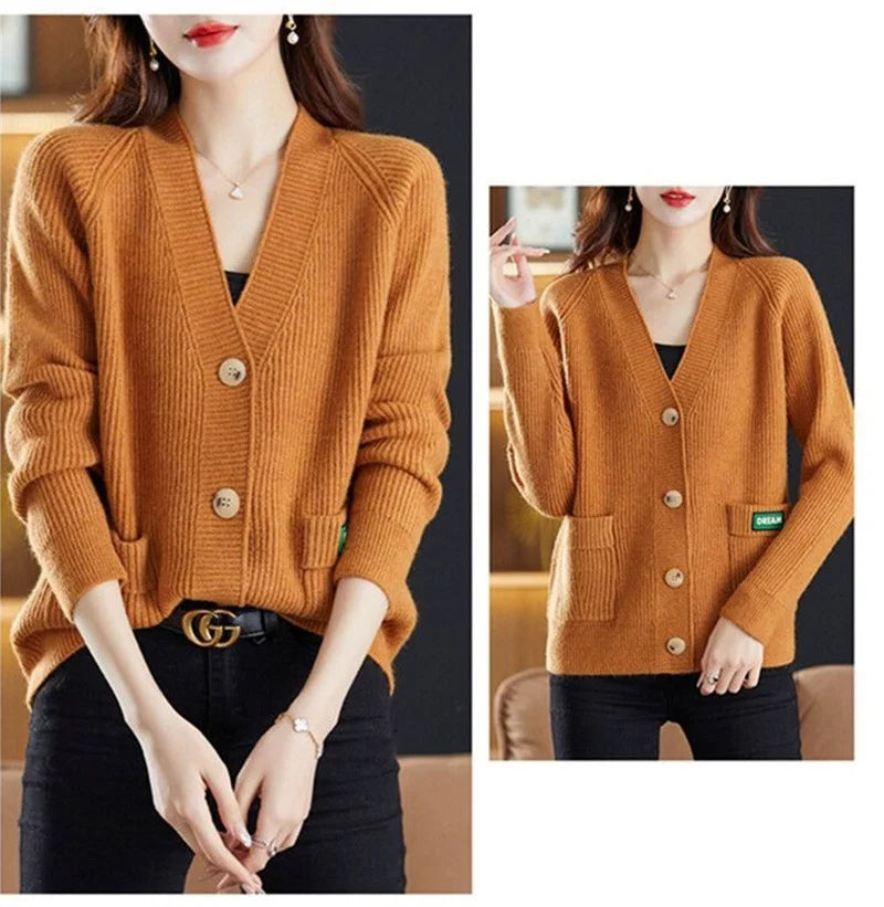 Elegant Sweater  V-neck  Cardigan Jacket