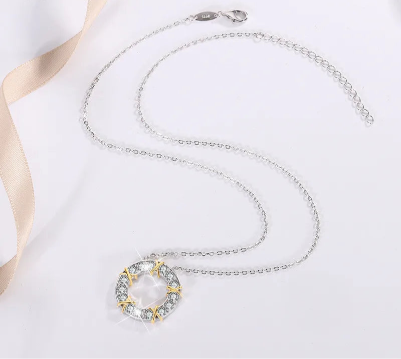 Dazzling Moissanite Two Tone Lab Diamond Jewelry Set