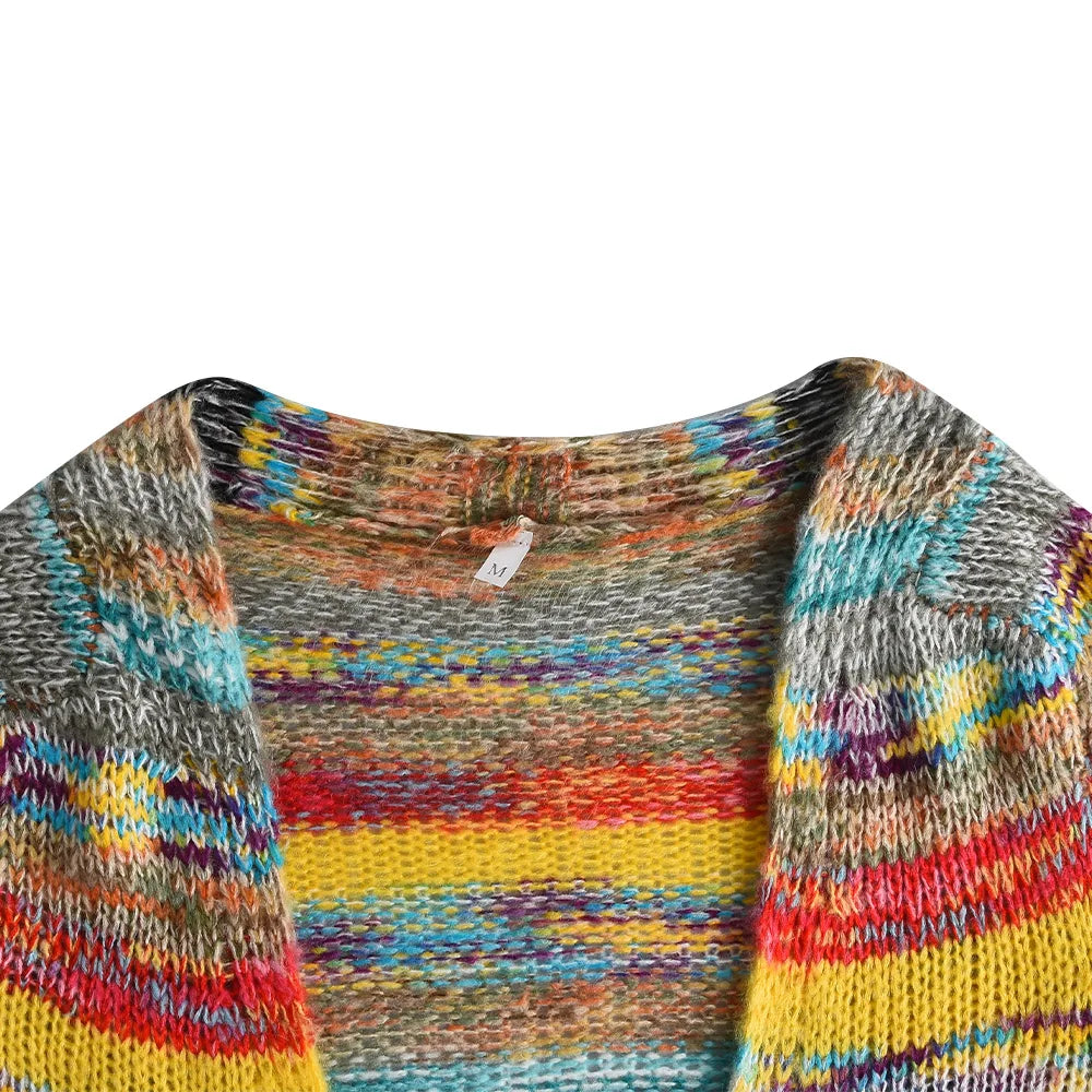 Many Colors Sweater Knitted Cardigan