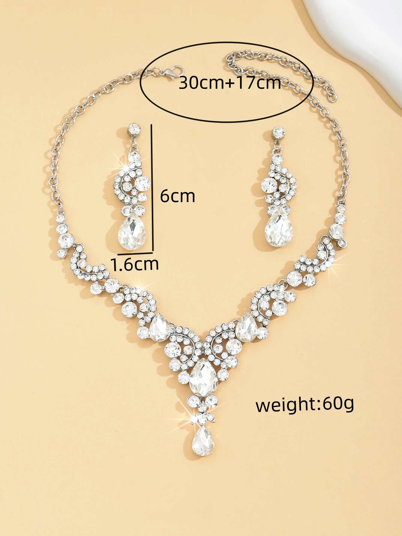 Trendy Droplet Earrings with Necklace Jewelry Set