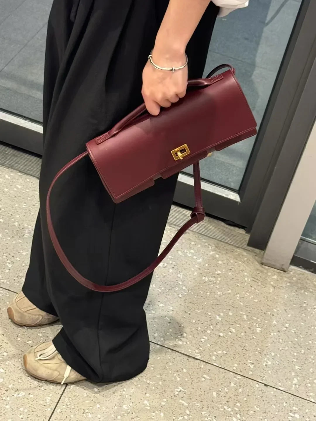 Chic Cowhide Shoulder Clutch Bag