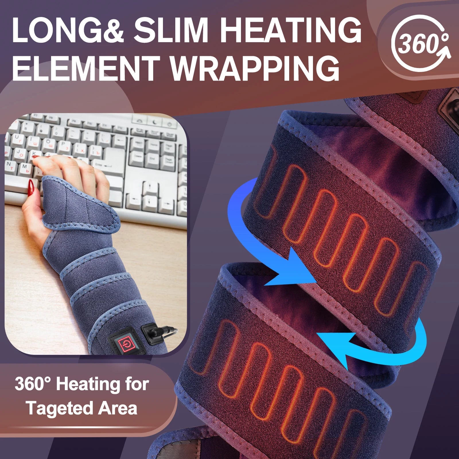 Heated Elbow Wrap Elbows USB Electric Heating Arm Elbow Ankles Knees Pad Wrap Brace Portable Heated Wrist Arm Sleeve Support