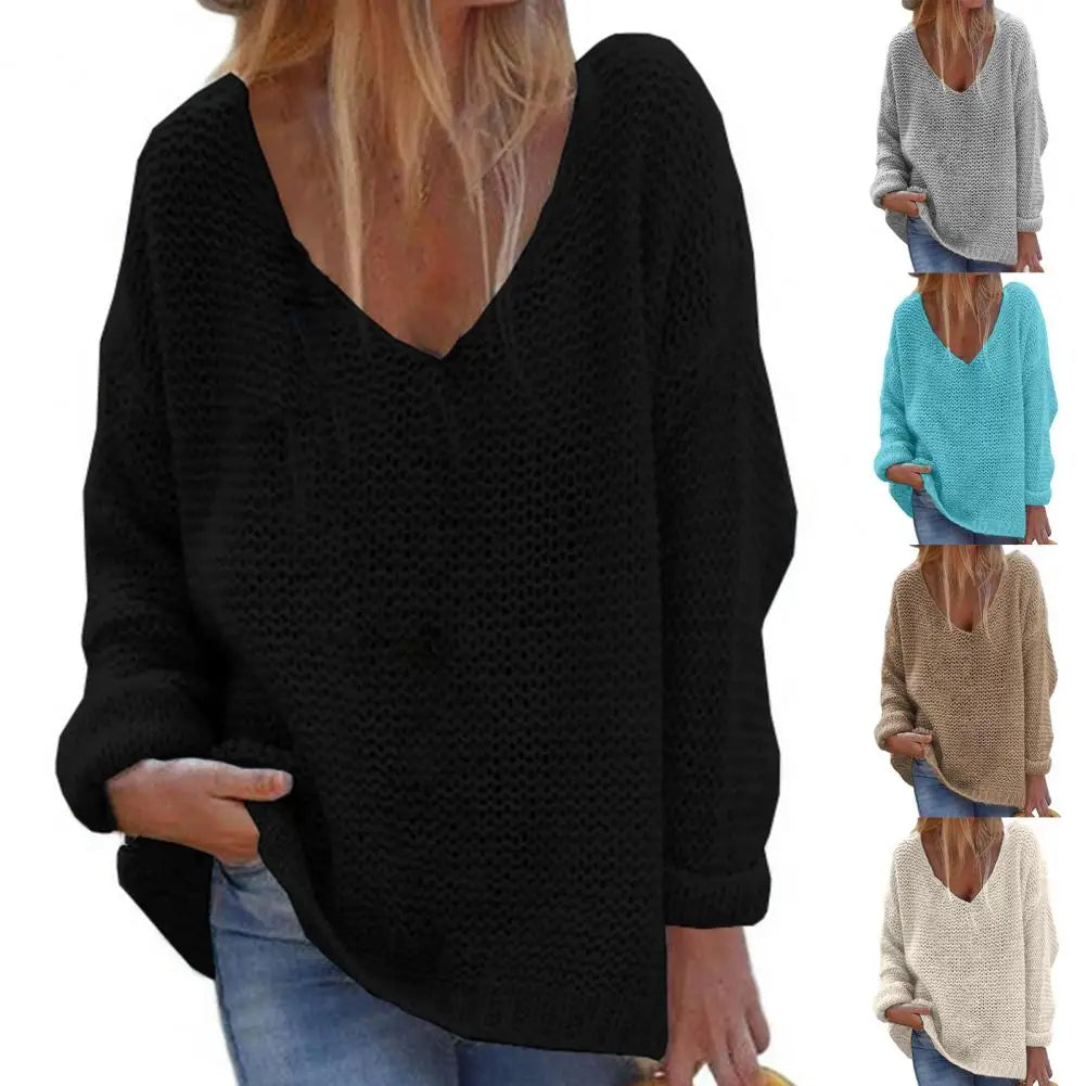 Trendy  Loose Fit V-Neck Sweater Knitted Top