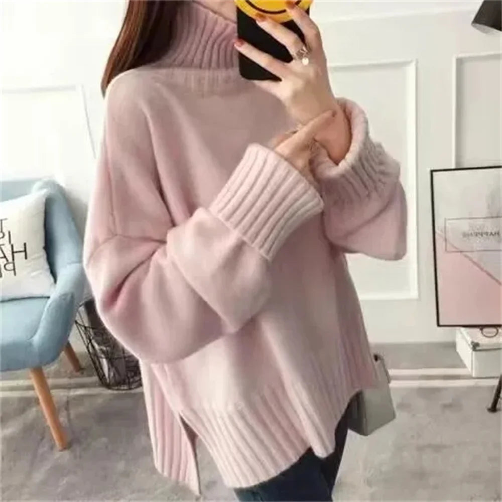 Fabulous Turtleneck  Knit Loose Sweater with Sleeves