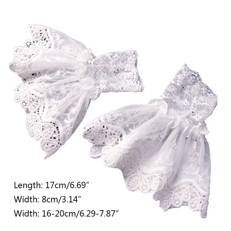 White  Crochet Lace Ruffles Cuffs Sleeves