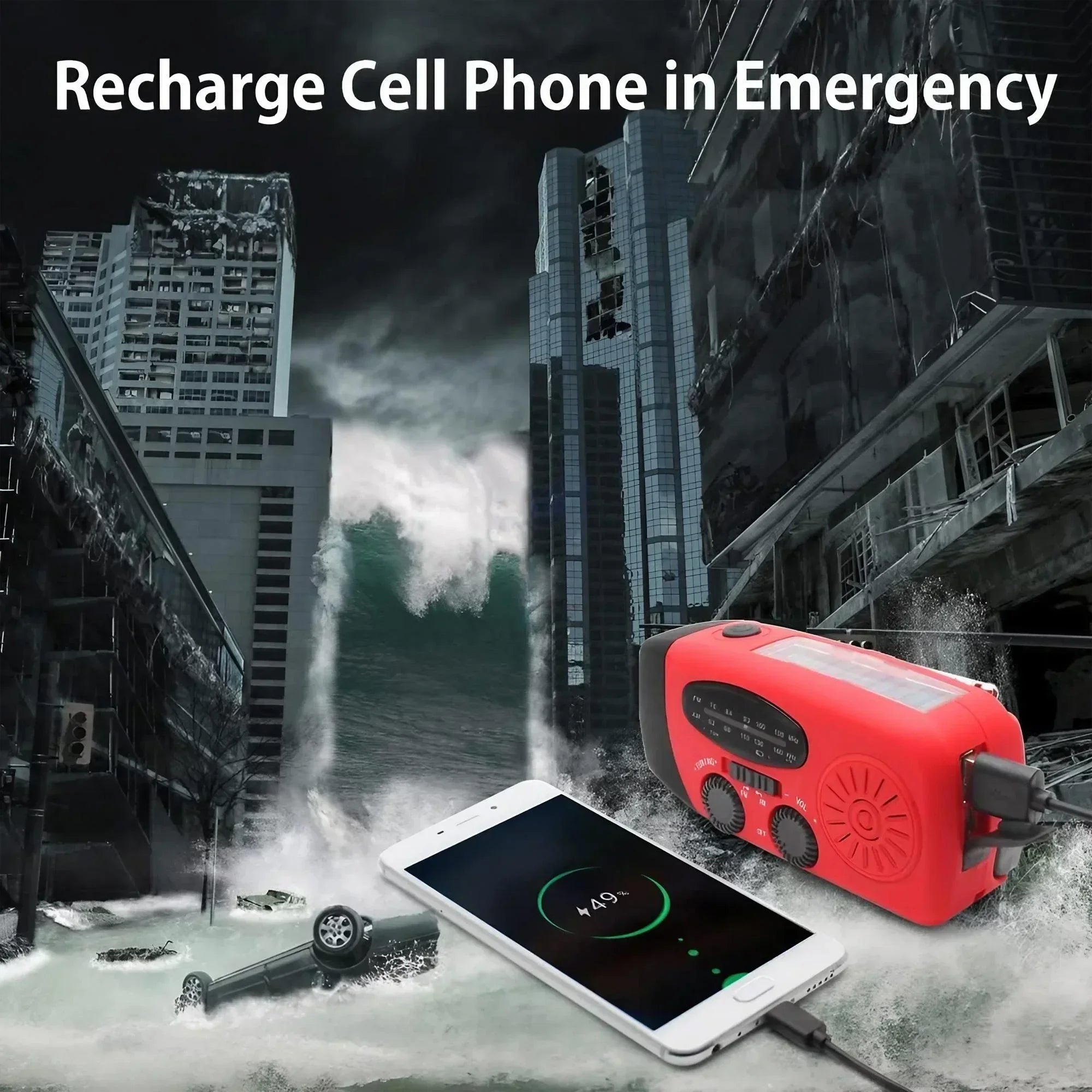 Multifunctional Emergency FM Radio Hand-crank Generator & Solar Phone Charger