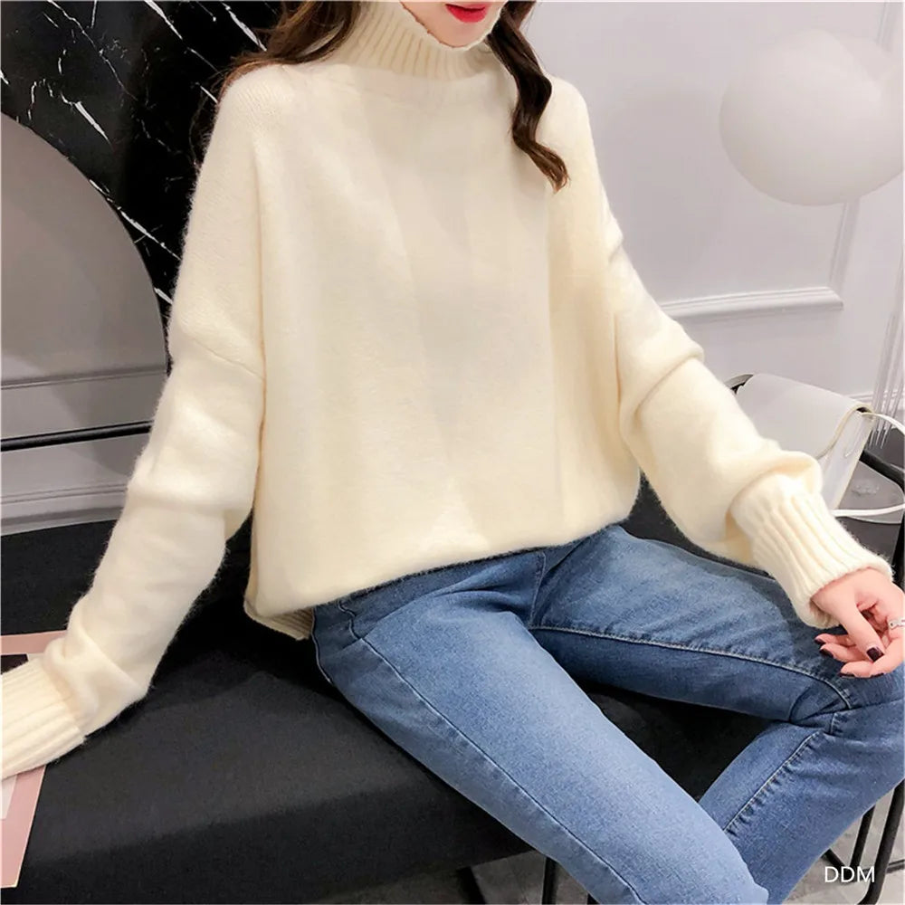 Fabulous Turtleneck  Knit Loose Sweater with Sleeves