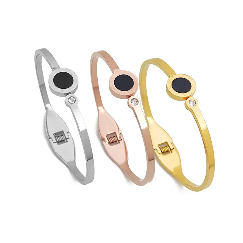 Black Shell Roman Bangle Bracelet