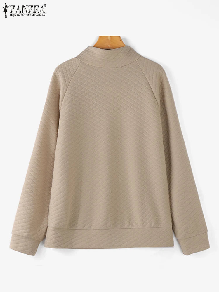 Casual Loose Sweatshirts Stand CollarHoodies Pullover with  Long Sleeve