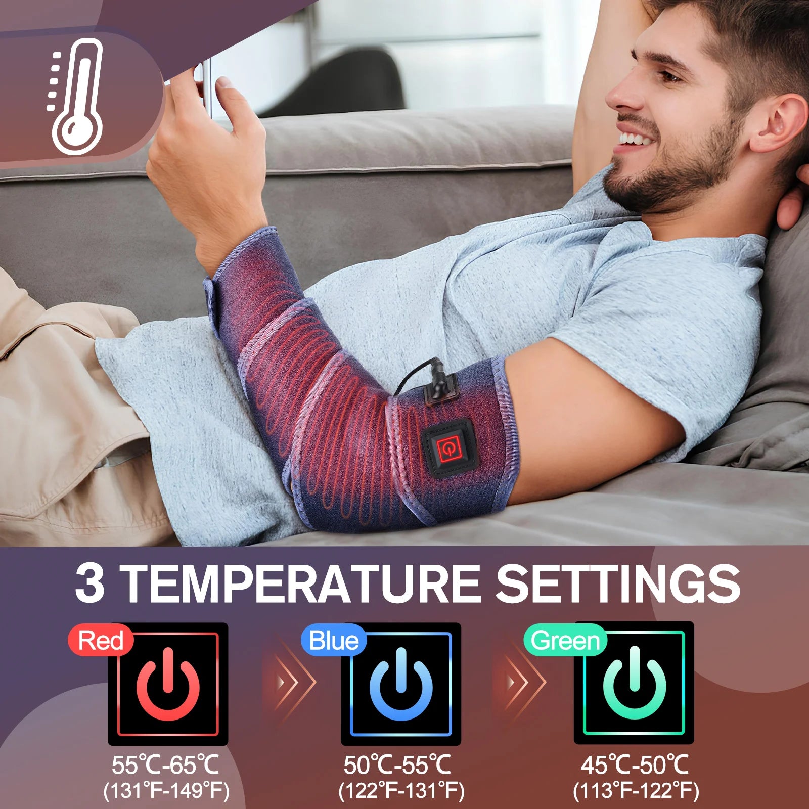 Heated Elbow Wrap Elbows USB Electric Heating Arm Elbow Ankles Knees Pad Wrap Brace Portable Heated Wrist Arm Sleeve Support