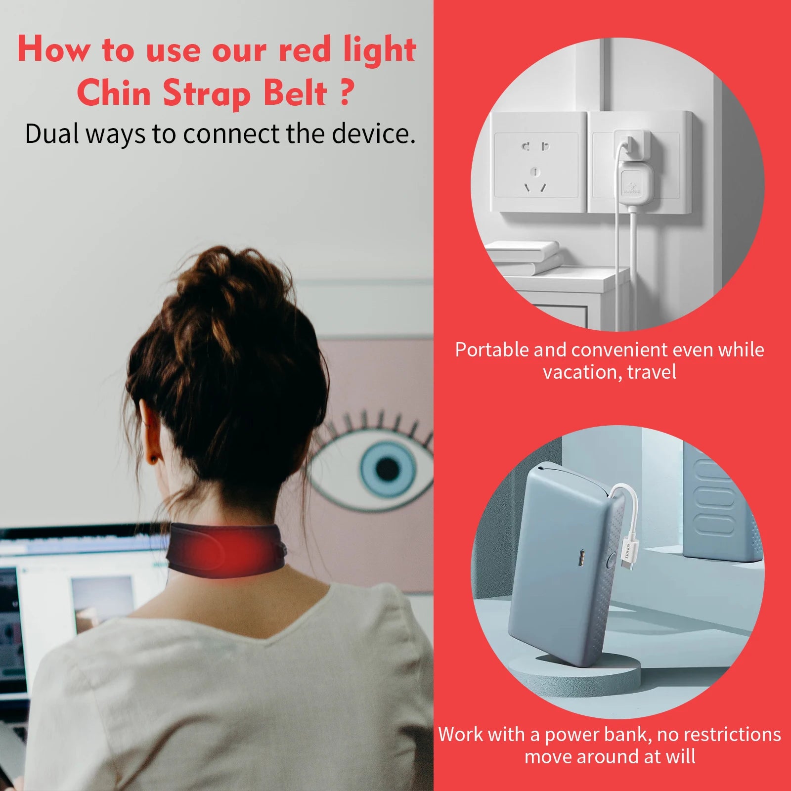 Red Light Therapy Wearable Wrap Devices for Neck, Arms, Chin, Wrist - 660nm & 850nm