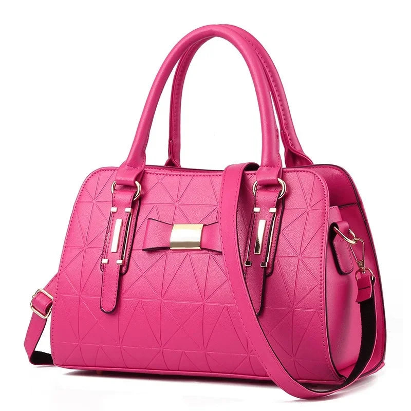 Floral Embossed Shoulder  Handbag with Simple Butterfly Knot