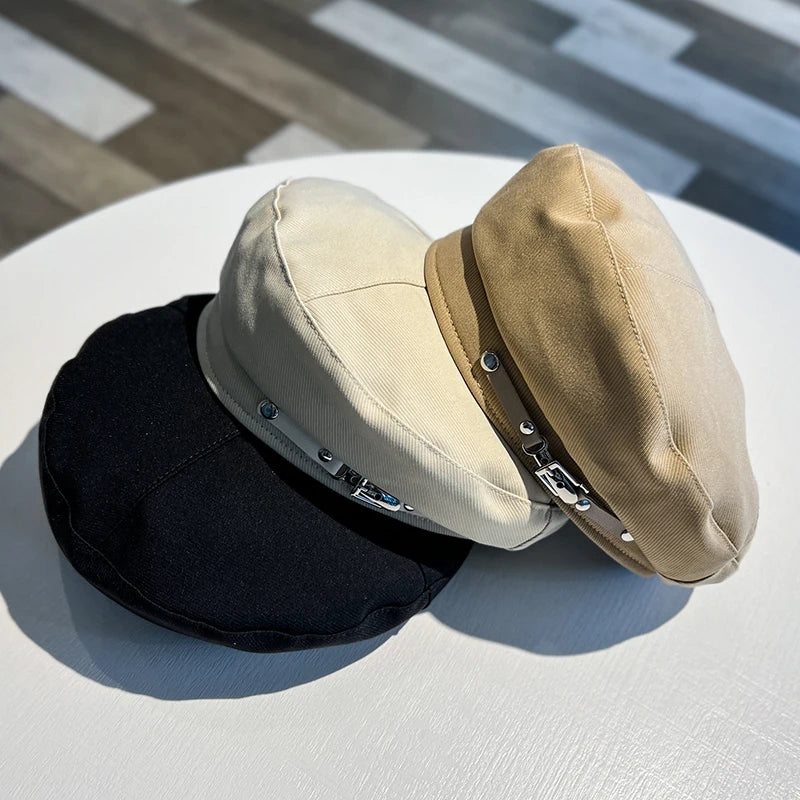 French Silver Buckle Beret