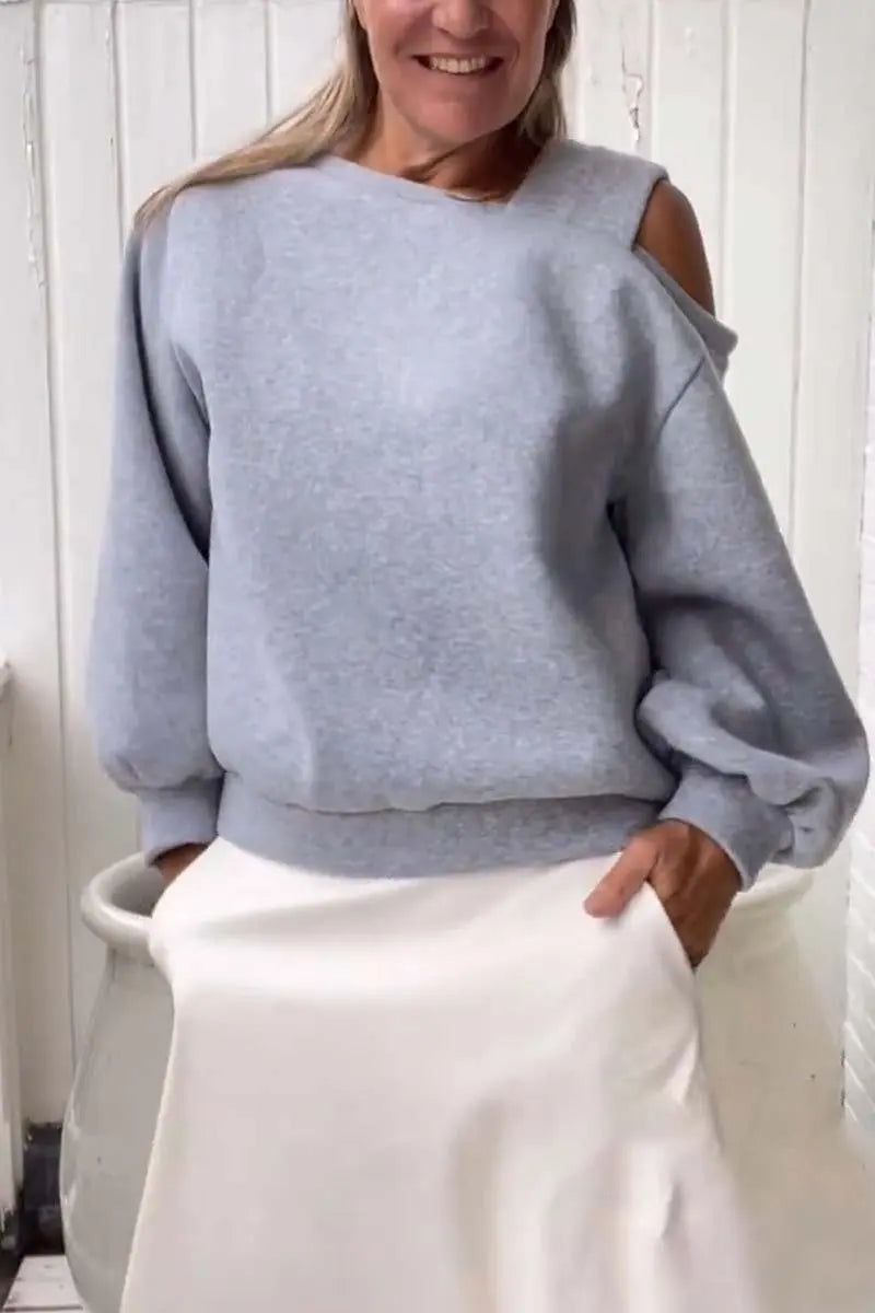 Chic Look Off-shoulder Top Pullover Blouse  with  Long-sleeved