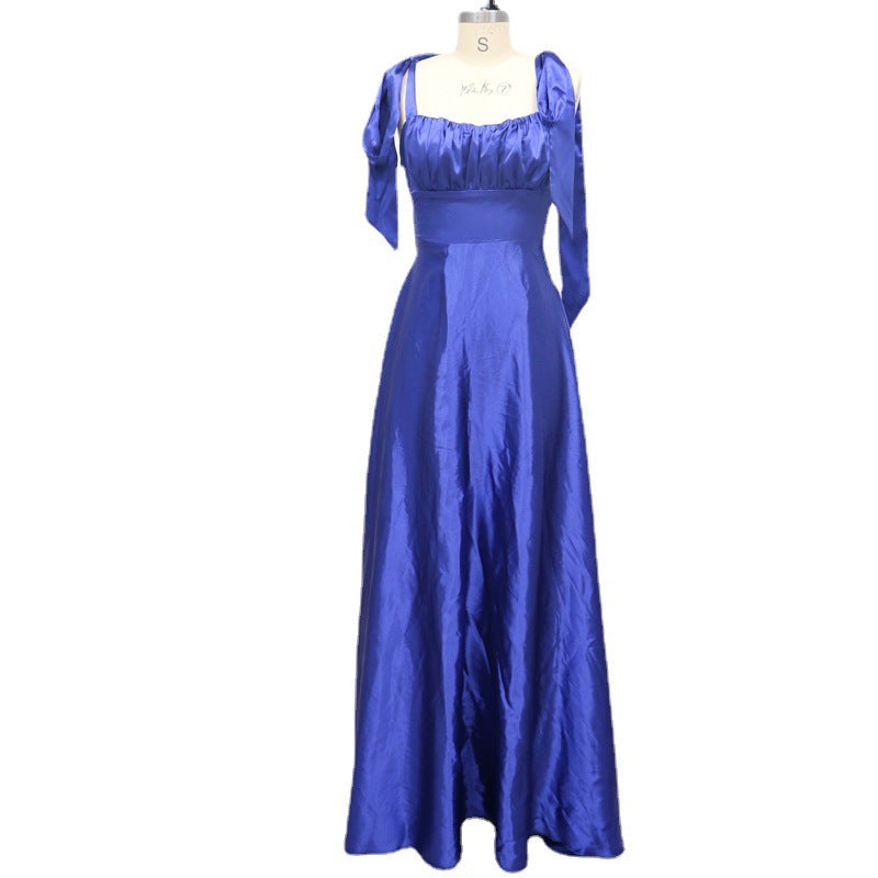 Princess Style Silky  Sleeveless Gown Evening Dress