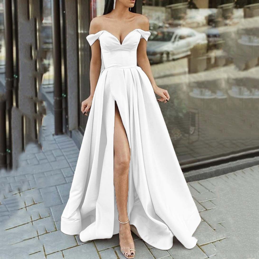 Swing Split Sleeveless Backless Dress with  V-neck