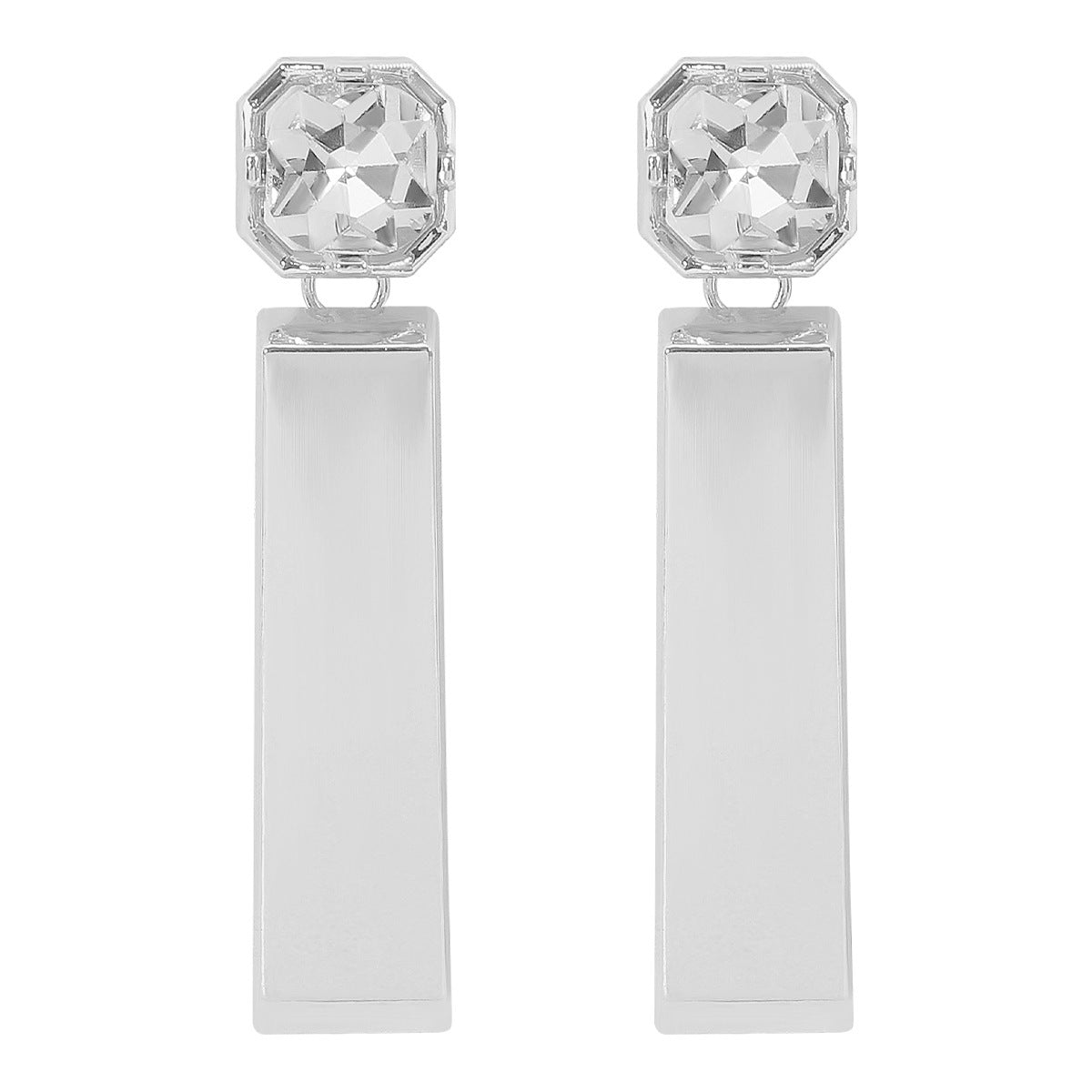 Modern Style Diamond Rectangular Earrings