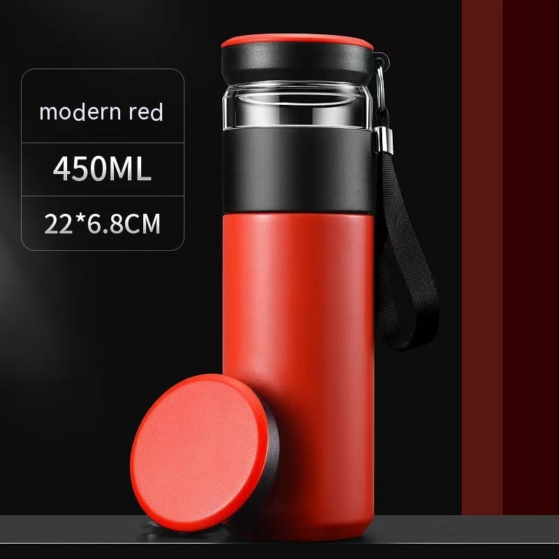 Portable Stainless Steel Tumbler with Filter Smart Insulation Tea Cup
