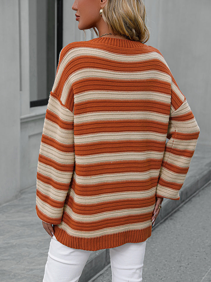 Fresh Take Striped Drop Shoulder Knit Sweater