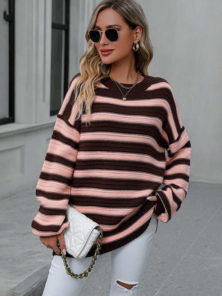 Fresh Take Striped Drop Shoulder Knit Sweater