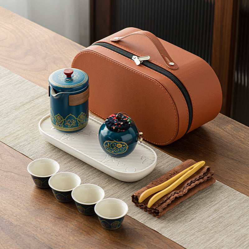 Retro Tea Set with One Pot & Four Cups Gift Box