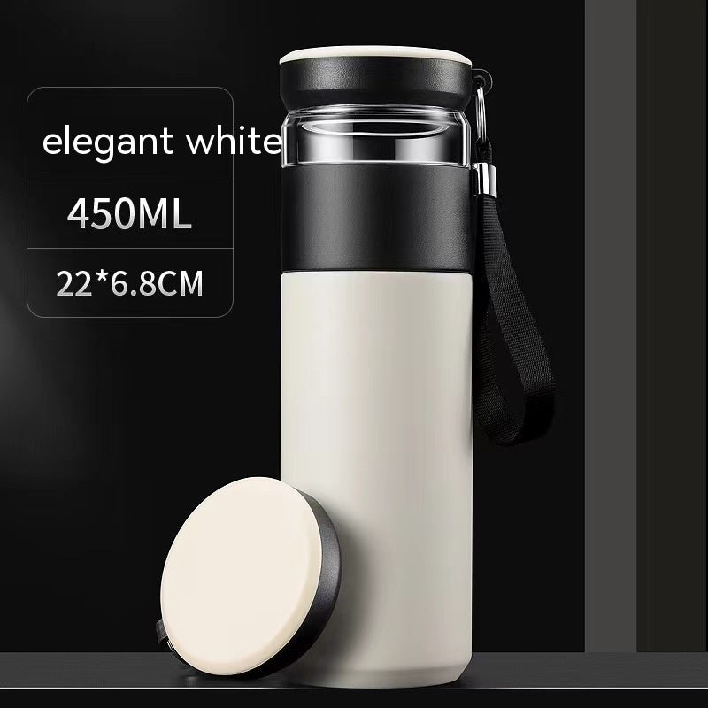Portable Stainless Steel Tumbler with Filter Smart Insulation Tea Cup