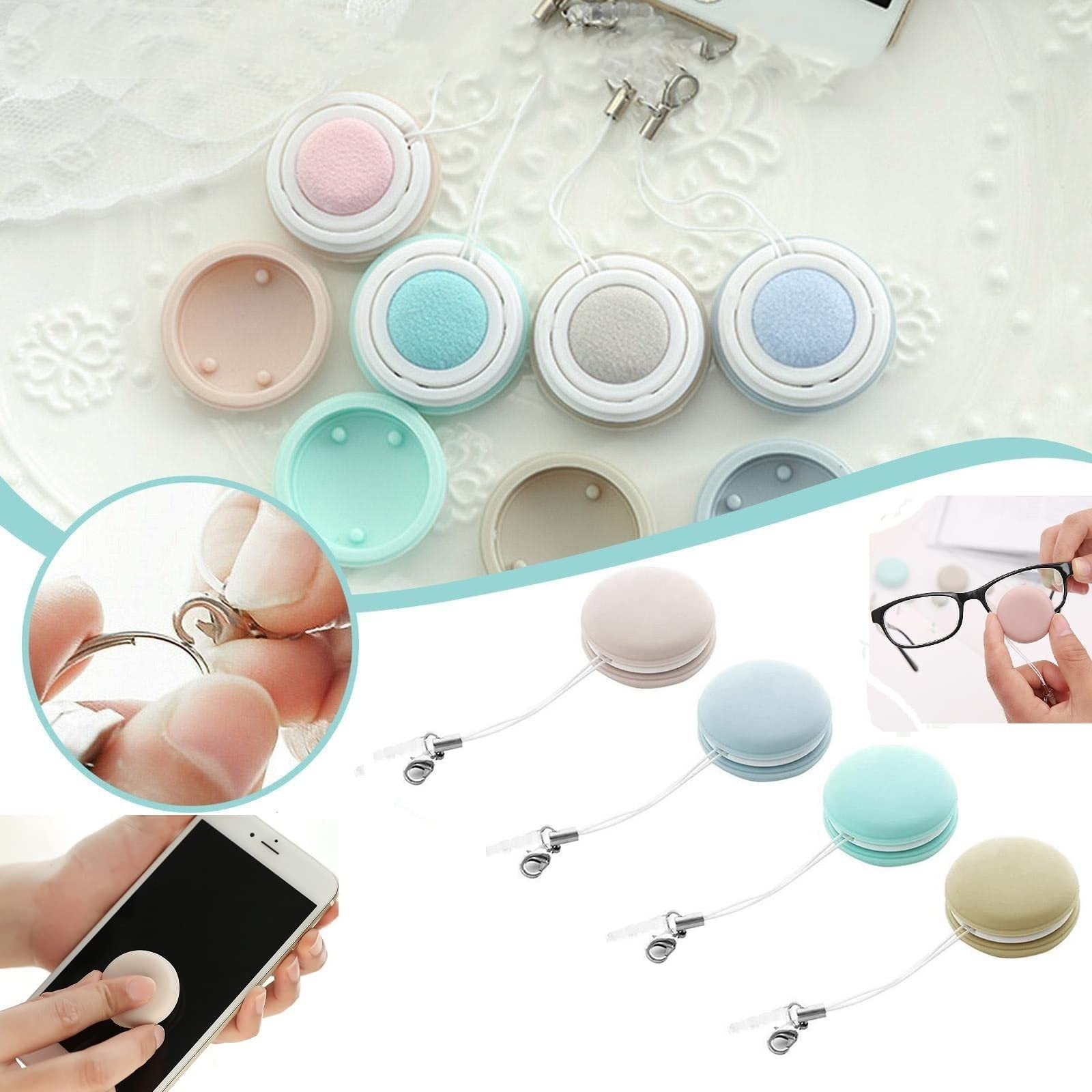 Macaron Shape Screen Glasses Lens Cleaner Keychain