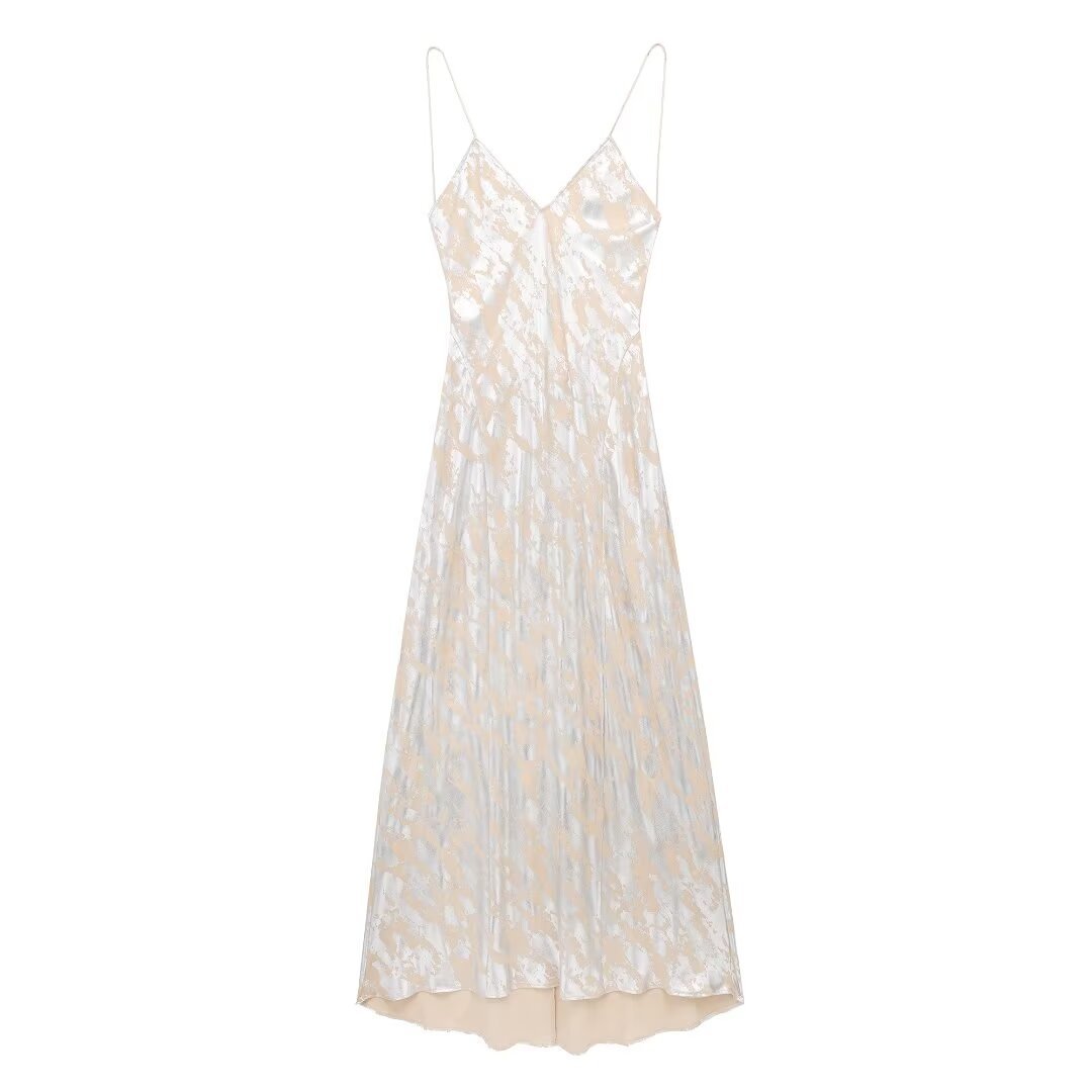 Dazzling Metal Foil Printed Underwear Dres