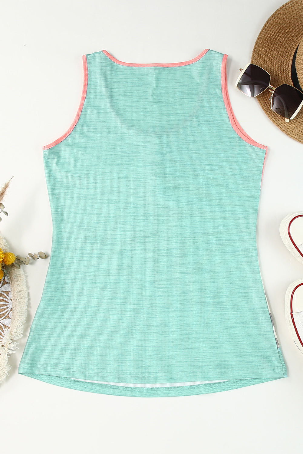 Leopard  Color Block Decorative Button Sleeveless Tank