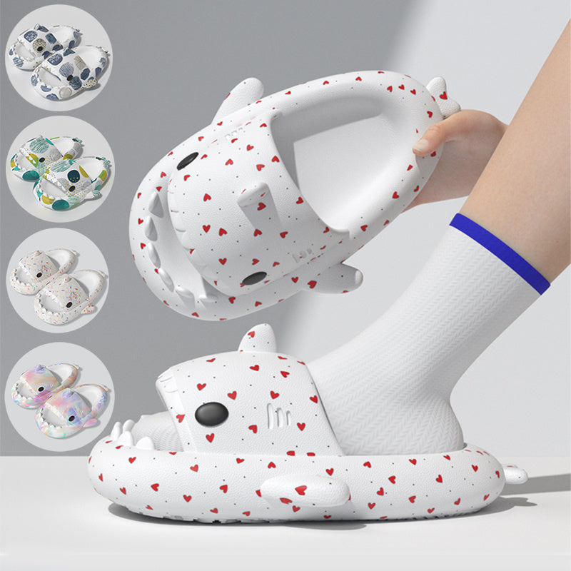 Shark Slippers Heart Print Shoes