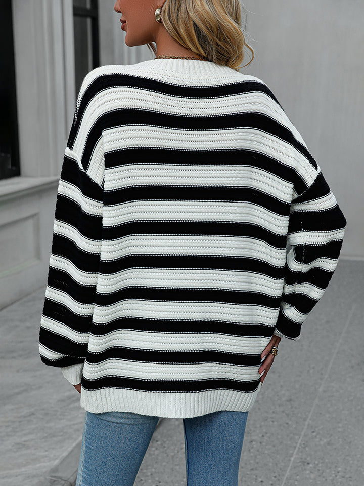 Fresh Take Striped Drop Shoulder Knit Sweater