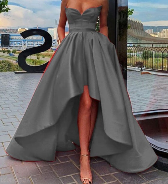 Silky Satin Sleeveless Evening Dress