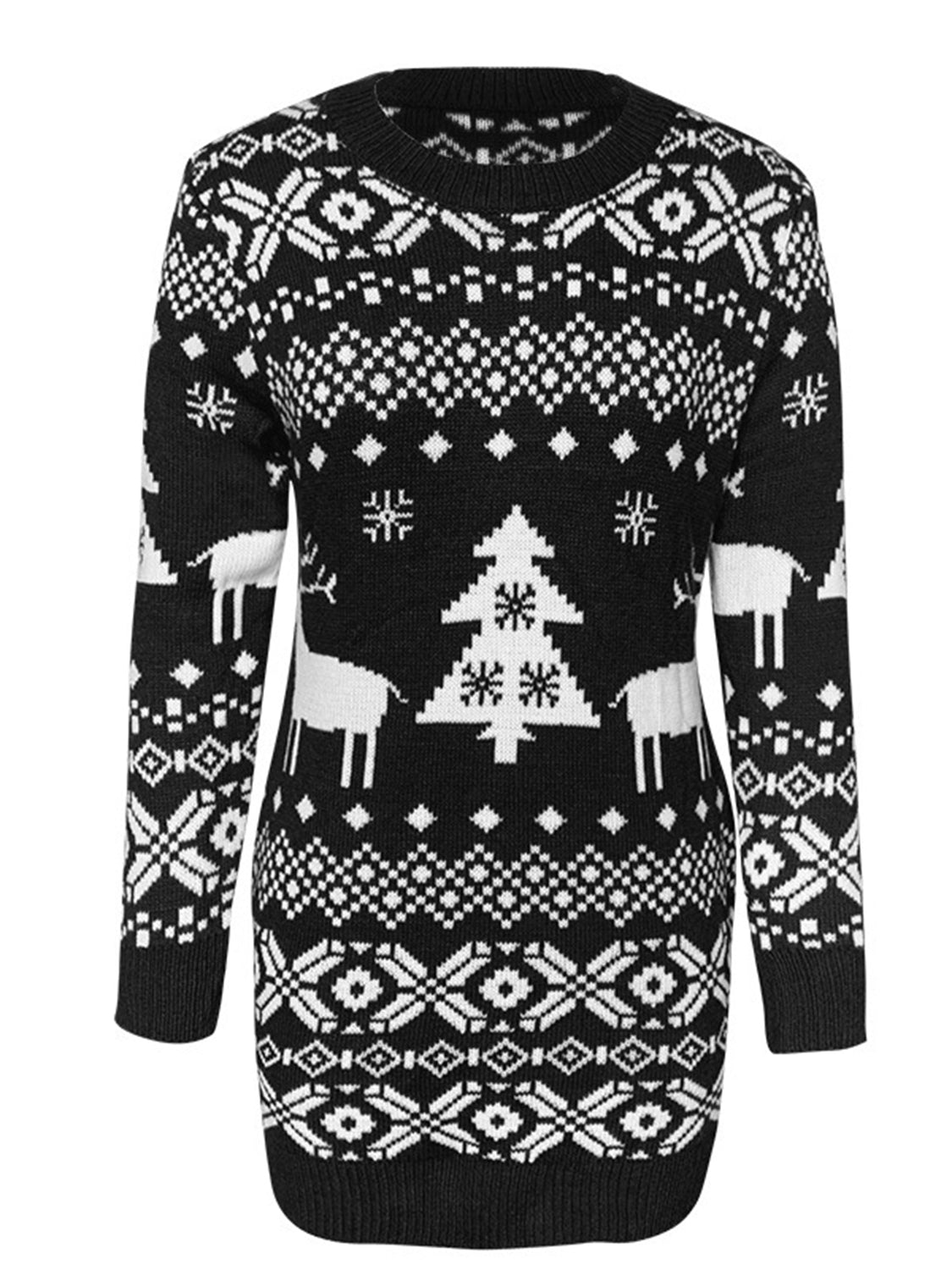Stylish Christmas Round Neck Mini Sweater Dress – Sea Blue Mall