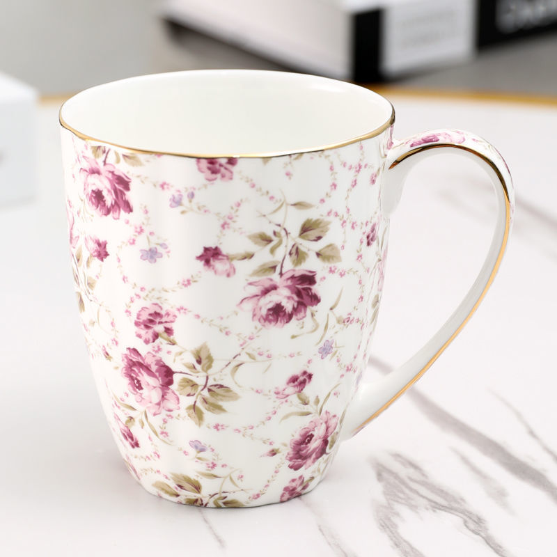 English Ceramic Tea Cup Set with Flower Print