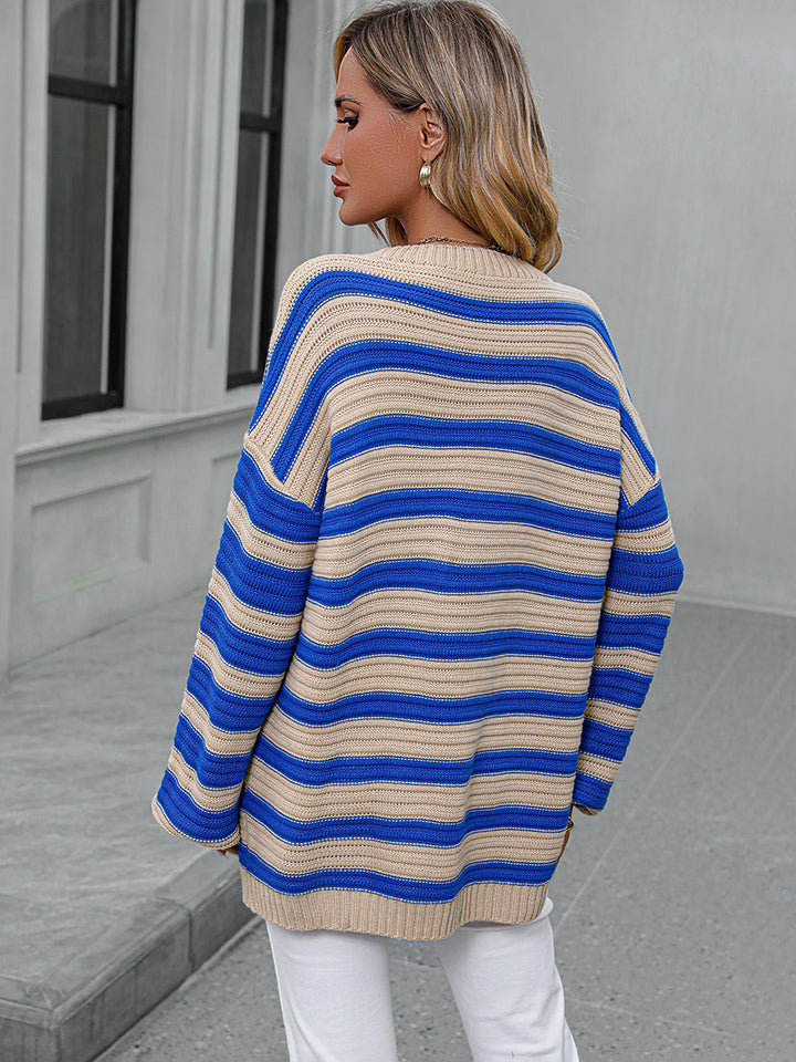 Fresh Take Striped Drop Shoulder Knit Sweater