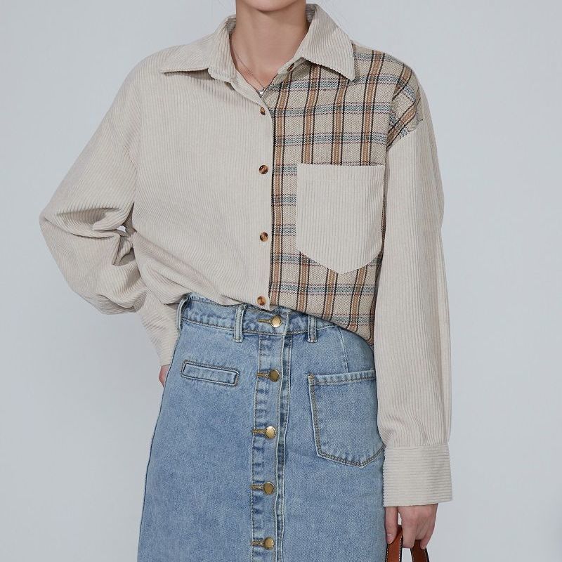 Monochrome Checkered Plaid Shirt Jacket