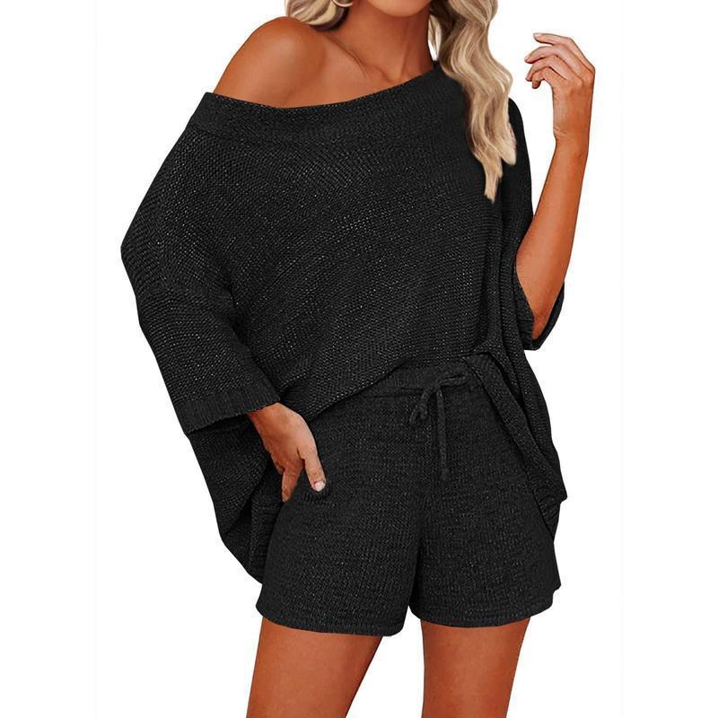 2 Piece Outfits Sweater Sets with Off Shoulder Knit Top